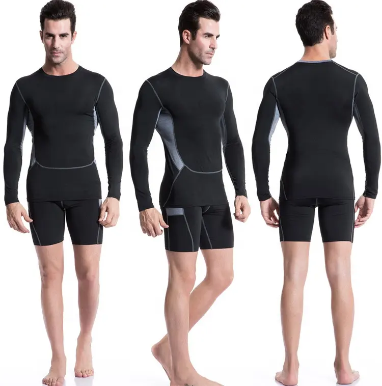 2019 Mens Compression Tops Long Sleeve Cool Quick-Dry Tights Gym Shirt Baselayer Running Athletic