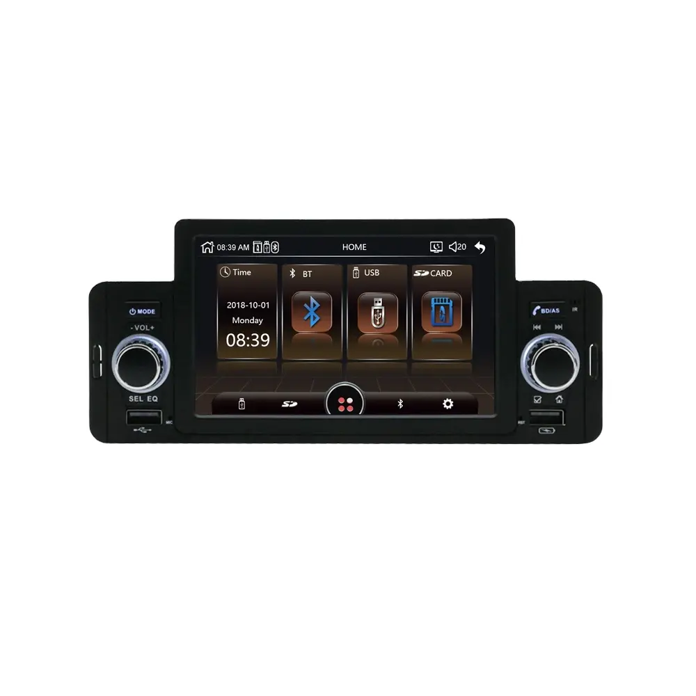 Rádio de 5 polegadas 1din para carro, com bt, espelhamento de vídeo fm, 2usb, suporte para câmera de visão traseira, estéreo 1din