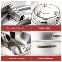 Réchaud à alcool en acier inoxydable pour fondue chinoise, avec double couvercle en verre, chauffage coupe-vent, pour usage domestique