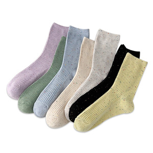 Retro <strong>Socks</strong> <strong>Set</strong> Solid Color Women's Casual <strong>Socks</strong> Autumn Simple Women's Medium Length <strong>Socks</strong> Pattern Style - Product Image 1