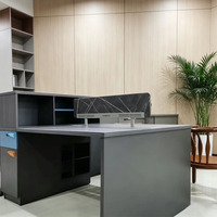 Meubles de bureau de direction, table d'ordinateur en forme de L, ensemble de bureau de PDG commercial, bureau modulaire professionnel en MDF, bureau sain