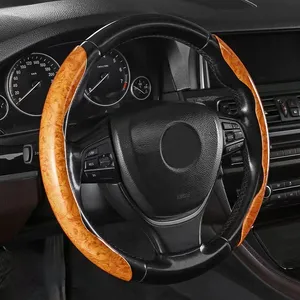 Wooden segmented 2 pcs 3 pcs car steering wheel cover carbon fiber durable steering wheel protect universe cover