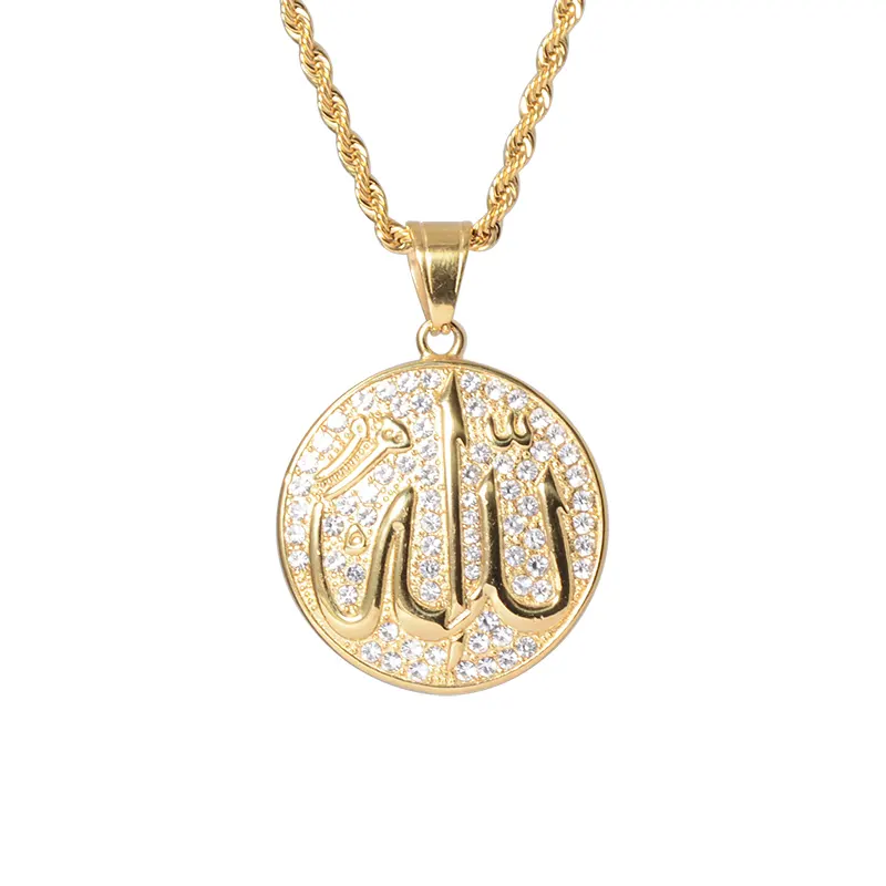 זהב מלא זהב תכשיטי 18k שרשרת אמונה מוסלמית זהב שרשרת
