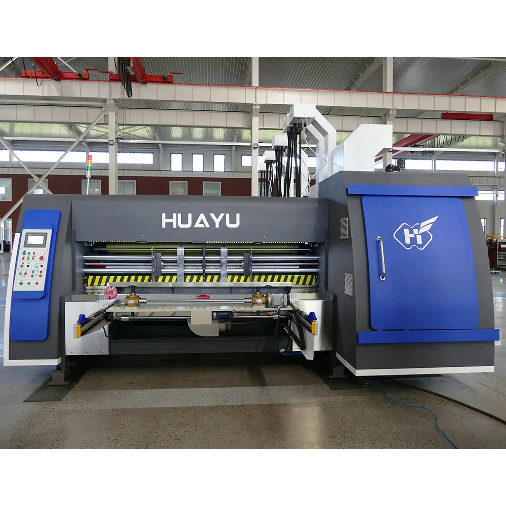 HUAYU Automatic Carton Printing Coated Dryer Slotting Making Die Cutting Machine com Vibrador Empilhador