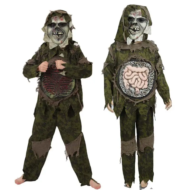 Halloween Kids Monster Role-Playing Spook Swamp Deluxe Skeleton Living Dead kids zombie costume ZBHC-002