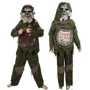 Halloween Crianças Monstro Role-Playing Spook Pântano Deluxe Esqueleto Mortos-vivos crianças traje zumbi ZBHC-002