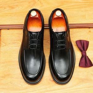 High Quality Large-Sized Men's Office Shoes <b>Toe</b> Lace-Up Lightweight Anti-Slip Breathable Genuine Leather Business Wedding Autumn - Product Image 4