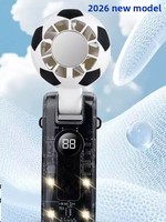 Ventilateur portable en forme de ballon de football avec 100 réglages de vitesse, affichage LED, refroidissement rapide, fonction de refroidissement par glace, alimentation Type-C