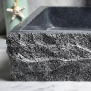 Lavabos <span class=keywords><strong>en</strong></span> <span class=keywords><strong>pierre</strong></span> de granit gris naturel pour salle de bain extérieure, <span class=keywords><strong>pas</strong></span> <span class=keywords><strong>cher</strong></span>, <span class=keywords><strong>en</strong></span> vente - Product Image 3