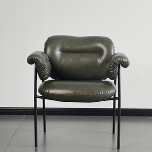 Fauteuil de détente en cuir véritable de style italien minimaliste moderne, design danois, mobilier de salon, marque Fuyas - Product Image 2