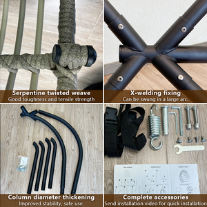 Fauteuil <span class=keywords><strong>suspendu</strong></span> en forme d'œuf tissé, chaise suspendue en forme de <span class=keywords><strong>nid</strong></span> d'oiseau, balançoire suspendue pour enfants, coussin de chaise en forme d'œuf - Product Image 3