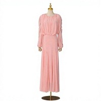 Robe de soirée élégante jaune style français, froncée, taille basse, coupe droite simple, col rond, personnalisable, faible MOQ, OEM/ODM, collection 2026