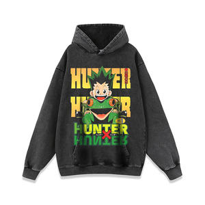 Sweat-shirt personnalisé en coton noir lourd, lavage à l'acide, graphique vintage, HXH <span class=keywords><strong>HUNTER</strong></span> <span class=keywords><strong>X</strong></span> <span class=keywords><strong>HUNTER</strong></span> KILLUA Anime, t-shirt pour homme, sweat-shirt - Product Image 3