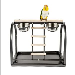 Özelleştirilmiş Metal masa papağan oyun standı oyuncak askı besleyici katı desen popüler ahşap çelik demir standları - Product Image 3