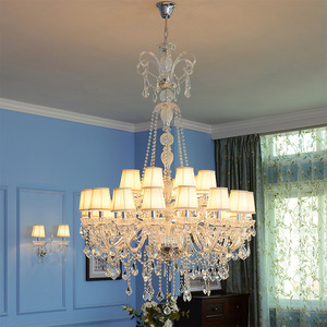 Crystal <b>Chandelier</b> E26 Bulb Base 3500K Warm <b>White</b> Light Adjustable Height LED Living Room Pendant Lamp Mounted Design 5-Year - Product Image 6