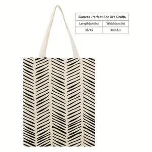 Grand sac fourre-tout en toile imperméable pour femme, design spacieux, fermeture à bandoulière, poignée en ruban, sac fourre-tout en toile - Product Image 3