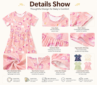 Robe d'été pour filles à manches courtes imprimée, motif floral, coupe trapèze, impressions personnalisées, fabricant et fournisseur OEM ODM en gros