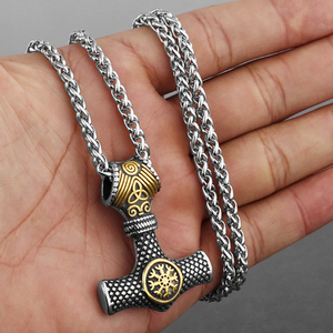 Collier Punk en acier inoxydable Viking Rune, plusieurs Styles, pendentif marteau <span class=keywords><strong>Thor</strong></span>, accessoires de bijoux pour hommes - Product Image 2