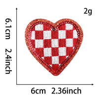 Patch brodé thermocollant à sequins et paillettes rouges à motif à carreaux et étoiles, série sportive DIY pour casque GAME DAY