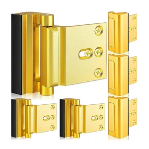 Gold Defender Security 3 In Stop Aluminum Construction Satin Nickel Door Security Bar For House Apartment School Hotel