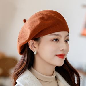 Chapeau d'artiste peintre vintage léger <span class=keywords><strong>bonnet</strong></span> en <span class=keywords><strong>crochet</strong></span> souple couleur unie doux tricot uni France béret chapeau pour femmes filles - Product Image 1