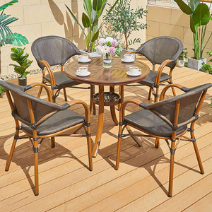 Juego de Muebles de Jardín Portátiles de Aluminio para Exteriores, Mesas y Sillas de Comedor para Restaurante, <span class=keywords><strong>Bistro</strong></span>, Modernas, Impermeables, de Malla, para Hotel, Villa, Patio - Product Image 6