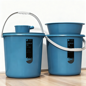 Ensemble de seaux en <span class=keywords><strong>plastique</strong></span> grande capacité, épaissis pour le stockage d'eau domestique, la lessive, le lavabo et le bain en dortoir étudiant. - Product Image 1