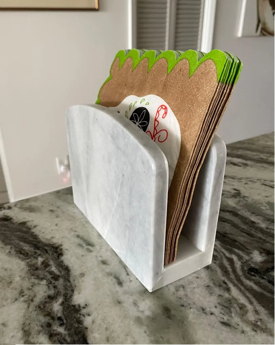 Hot sale Marble Napkin Holder Cloudy Gray 6.5"x5.5" Inch Dining Table Handmade Napkins Holder