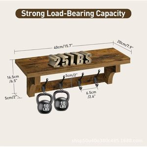 Wooden Wall Mount Coat <b>Rack</b> With <b>Shelf</b> For Entryway Storage And Organization - Product Image 4