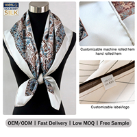 Foulard carré 100% Soie de Mûrier, Motif Floral Ethnique Rétro, Châle à Bordure Florale, Faible MOQ, OEM ODM, Échantillonnage Rapide en 7 jours, Écharpe de Cou pour Femme