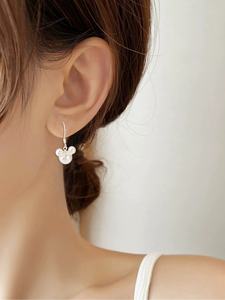 الأكثر مبيعًا أقراط مرصعة بإبرة فضة S925 برأس ميكي بعقدة فراشية صغيرة لؤلؤ لطيف قرط بحجر الراين - Product Image 6