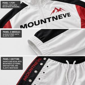 Ensemble de survêtement pour homme en tissu performant avec empiècements contrastants, respirant, à capuche, fermeture éclair intégrale, léger, pour sports de plein air, logo personnalisé OEM ODM - Product Image 2
