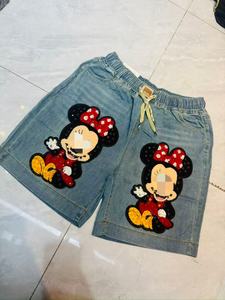 Short en jean pour femme avec strass de haute qualité, motif dessin animé OC147 - Product Image 4