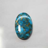 Turquoise Cuivre Bleu Naturel Grade AAA, Cabochon Ovale Lisse et Poli 13x18 mm, Pierre Précieuse Libre à Effet de Couleur Stabilisé, 10,15 Carats