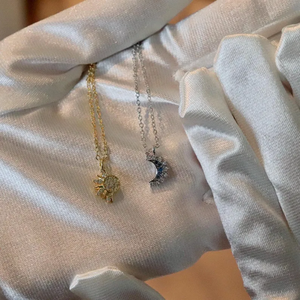 Collier Soleil et Lune en Laiton Plaqué Or Qiuhan <span class=keywords><strong>pour</strong></span> Couples, Meilleurs Amis, Pendentifs Assortis Promesse Lui et Elle, Lots en Gros - Product Image 3