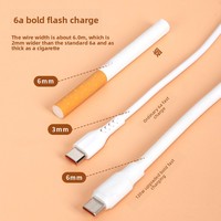 Câble en PVC épaissi de style python 120W, charge rapide 6A, 1m, vente en gros, compatible avec les ports Micro USB et Type-C