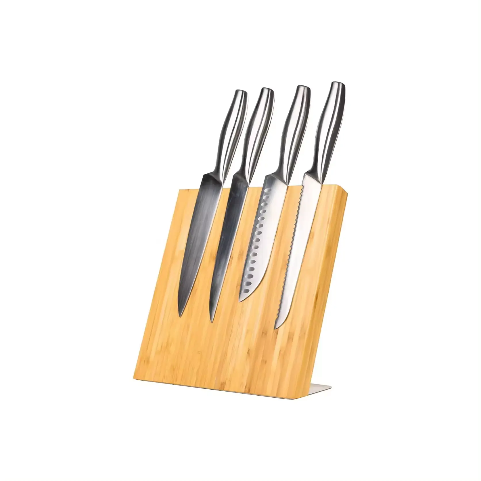 Elegant Magnetic Knife Block Without Knives Holder for Safe Clean Tidy Storage Bamboo Stand magnetic knife block