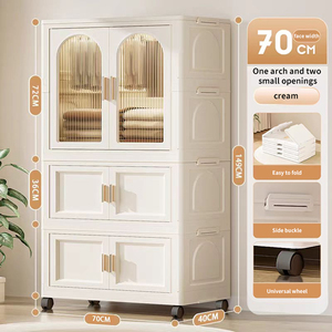 Tủ quần áo nhựa hai cánh màu kem và màu trắng dành cho trẻ em - Product Image 3