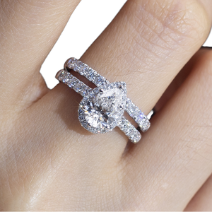 Bague de mariage RIZTA JEWELS avec diamant de laboratoire taille brillant couleur D pour femme et couple, certifiée IGI, clarté VS2 - Product Image 1