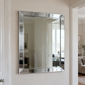 Customized Wall <b>Mirror</b> Frame Durable Silver <b>Mirror</b> Modern Home Decor Miroir Adhesive Room <b>Mirror</b> Be Used in <b>Bathroom</b> Living Room - Product Image 1