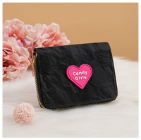 Portefeuille à fermeture éclair Candy Girl, porte-cartes mignon, portefeuille de poche, portefeuille court à clip, en PU, style tendance, lettrage en relief