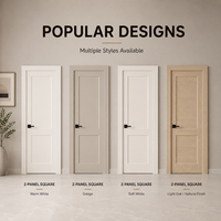 Porte intérieure peinte à deux panneaux, couleur blanc crème, design à panneaux encastrés, finition mate lisse, porte préfinie, taille personnalisée pour la maison
