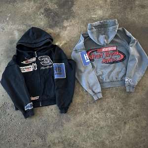 Felpa da Uomo a Righe in French Terry con Doppia Tesa e Lavaggio Acido Senza Lacci, Ricamo e Zip, Stampa Personalizzata - Abbigliamento Dongguan - Product Image 1