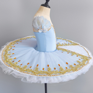 Falda de Tul de Ballet de Algodón para Niñas, Color Azul Claro con Lentejuelas, Tutú para Actuación en Jardín de Infancia - Product Image 3