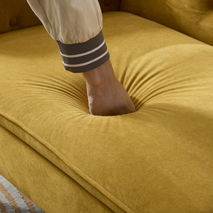 Button Tufted Convertible Love Seat <b>Sofa</b> American Vintage Yellow Velvet <b>Material</b> for Small Living Room Bedroom Office Apartment - Product Image 3