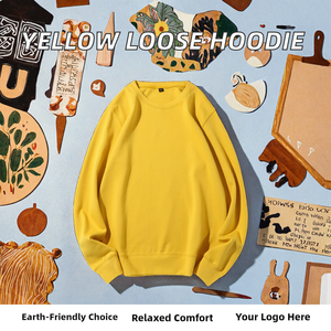 Sudadera de Hombre de Algodón Amarillo Grueso para Otoño, Corte Holgado, Cuello Redondo, Personalizable con Logotipo Bordado 2024 - Product Image 2