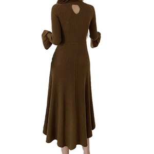 เดรสไหมพรมคอทรงกลม แขนยาวทรงบาน สีพื้น เรียบหรู สไตล์ลำลอง เหมาะสำหรับใส่ไปทำงาน คุณภาพสูง ผลิตตามสั่ง (OEM) สำหรับผู้หญิง - Product Image 3