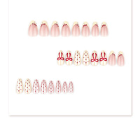 Uñas Postizas Francesas Hechas a Mano de Alta Calidad, Cobertura Completa, Forma Almendrada Corta, Adhesivas, Estilo Stiletto, con Diseño de Mariposa, Reutilizables, Venta al Por Mayor de Fábrica