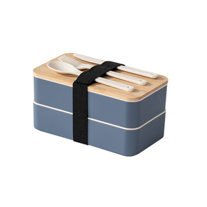Kitchen Food Container Double Layers Divided Bento Lunch Box With wood lid