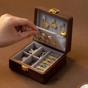 Wholesale Wooden Jewelry Storage <strong>Box</strong> Necklace <strong>Earrings</strong> Stud Section Ring Section Jewelry <strong>Box</strong> With Custom Logo - Product Image 1